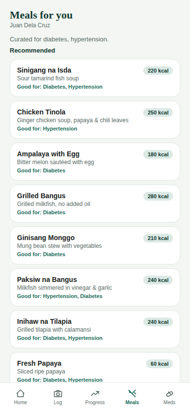 Condition-tagged Filipino dish recommendations in DishCal PH